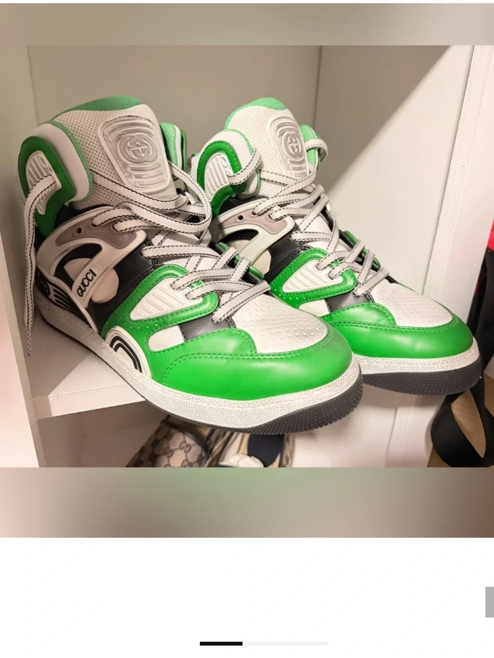 Gucci High-Top Sneakers in Green, White and Black